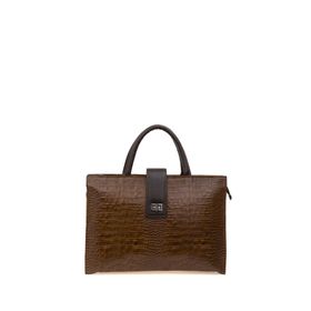 Bilik Deri BLM093045 Toprak Kroko-Kahve Deri Unisex Laptop ve Evrak Çantası