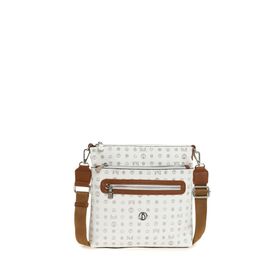 Bilik Deri MTŞ 269-MN Monogram Beyaz/Taba Kadın Çapraz Askılı Çanta