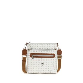 Bilik Deri MTŞ 269-MN Monogram Beyaz/Taba Kadın Çapraz Askılı Çanta