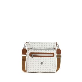 Bilik Deri MTŞ 269-MN Monogram Beyaz/Taba Kadın Çapraz Askılı Çanta