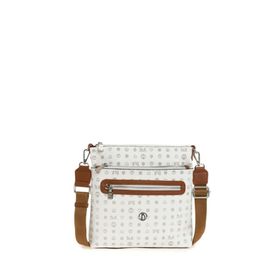 Bilik Deri MTŞ 269-MN Monogram Beyaz/Taba Kadın Çapraz Askılı Çanta