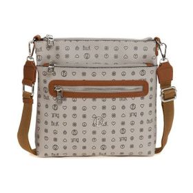 Bilik Deri MTŞ 269-MN Monogram Gri/Taba Kadın Çapraz Askılı Çanta