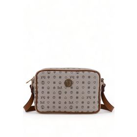 Bilik Deri NV 1002-MN Monogram Gri Taba Kadın Çapraz Askılı Çanta