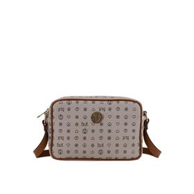 Bilik Deri NV 1002-MN Monogram Gri Taba Kadın Çapraz Askılı Çanta