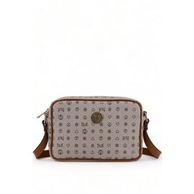 Bilik Deri NV 1002-MN Monogram Gri Taba Kadın Çapraz Askılı Çanta