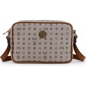 Bilik Deri NV 1002-MN Monogram Gri Taba Kadın Çapraz Askılı Çanta