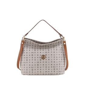 Bilik Deri NV 1003-MN Monogram Gri Taba Kadın Omuz Çantası