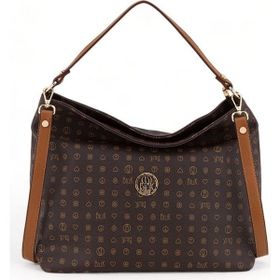 Bilik Deri NV 1003-MN Monogram Kahve Taba Kadın Omuz Çantası