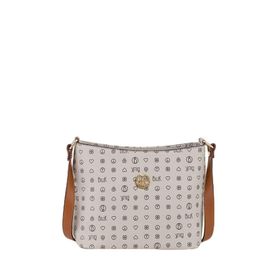 Bilik Deri NV 1008-MN Monogram Gri Taba Kadın Çapraz Askılı Çanta
