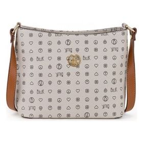 Bilik Deri NV 1008-MN Monogram Gri Taba Kadın Çapraz Askılı Çanta