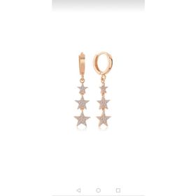 Bilsen Store Kadın Rose Kaplama Beyaz Zirkon Taşlı Sıralı Küpe