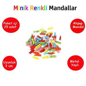 Bilsev Pazarlama Renkli Mini Ahşap Mandal