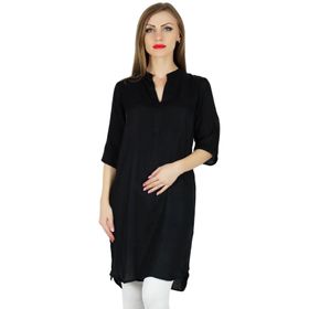 Bimba Kurti Pamuk Karışımı Siyah Kısa Kurta Kadın Tunik