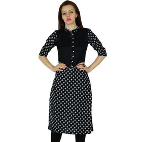 Bimba Kurti Pamuk Klasik Şık Siyah Kurta Kadın Tunik