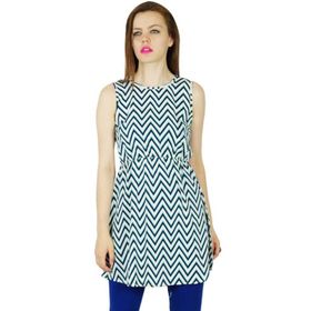 Bimba Kurti Polyester Krep Şık Mavi Kurta Kadın Tunik