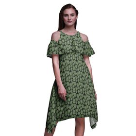 Bimba Swing Flutter Soğuk Omuz Black 2 Midi Kadın Elbise