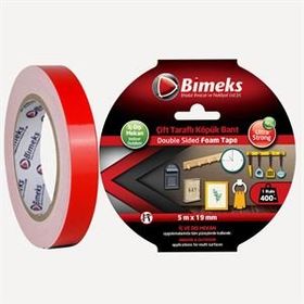 Bimeks 19 mm 5 mt Çift Taraflı Extra Güçlü Köpük Montaj Bandı