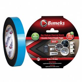 Bimeks 19 mm 5 mt Çift Taraflı Extra Güçlü Köpük Montaj Bandı