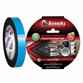 Bimeks 19 mm 5 mt Çift Taraflı Extra Güçlü Köpük Montaj Bandı