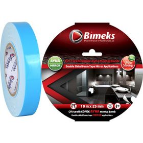 Bimeks Çift Taraflı 10 mt x 25 mm Extra Güçlü Köpük Montaj Bant