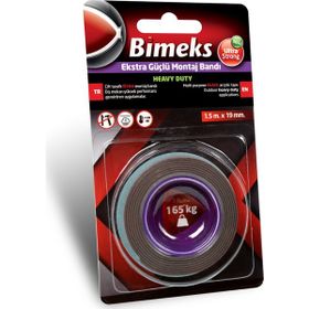 Bimeks Çift Taraflı 1,5 mt x 19 mm 165 Kg Siyah Montaj Bant