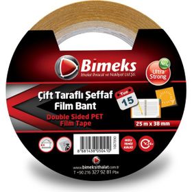 Bimeks Çift Taraflı 25 mt 38 mm Standart Şeffaf Bant