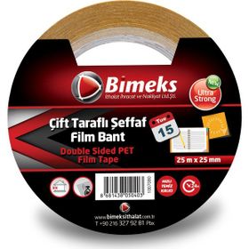 Bimeks Çift Taraflı 25m x 25mm Standart Şeffaf Bant