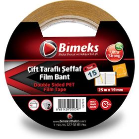 Bimeks Çift Taraflı 25m x 25mm Standart Şeffaf Bant