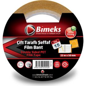 Bimeks Çift Taraflı 25m x 50mm Standart Şeffaf Bant