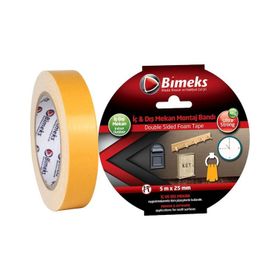 Bimeks Çift Taraflı 5 mt x 25 mm Köpük Montaj Bant