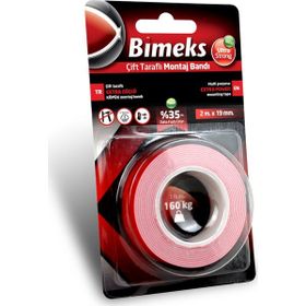 Bimeks Çift Taraflı Extra Güçlü 19 mm 2 mt Köpük Montaj Bandı