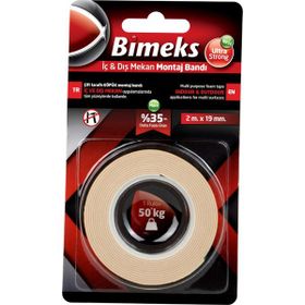 Bimeks Çift Taraflı Extra Güçlü 19 mm 2 mt Köpük Montaj Bandı