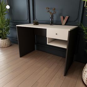 Bimossa Berlin Antrasit/Beyaz Raflı Kitaplıklı Çalışma Masası