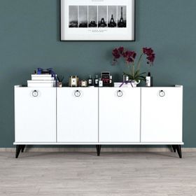 Bimossa H4010 Vesta 180 cm Siyah Detaylı Beyaz Konsol