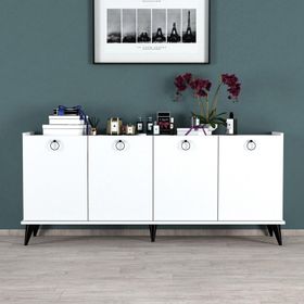 Bimossa H4010 Vesta 180 cm Siyah Detaylı Beyaz Konsol