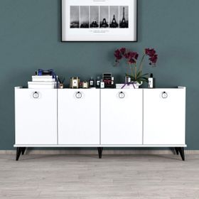 Bimossa H4010 Vesta 180 cm Siyah Detaylı Beyaz Konsol