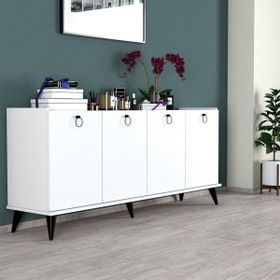 Bimossa H4010 Vesta 180 cm Siyah Detaylı Beyaz Konsol