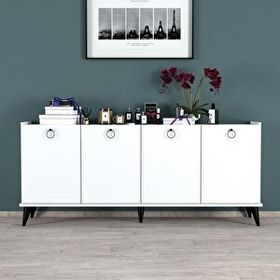Bimossa H4010 Vesta 180 cm Siyah Detaylı Beyaz Konsol