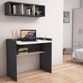 Bimossa V1030 Nakşidil Raflı Antrasit/Beyaz Çalışma Masası