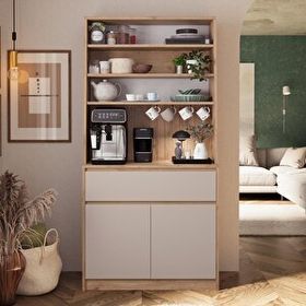 Bimossa Y3020 Alba 90 cm Krem Kumtaşı Sepet Kasalı Mutfak Dolabı