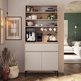Bimossa Y6020 Alba 90 cm Krem Kumtaşı Sepet Kasalı Mutfak Dolabı
