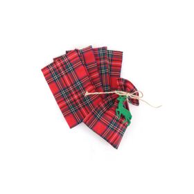 Bimotif 10 x 15 cm 5 Adet Yeşil Keçe Geyikli Ekose Kumaş Kese