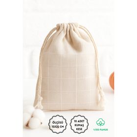 Bimotif 15x25 cm 10 Adet Kareli Desen Buldan Bezi Kumaş Kese