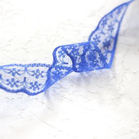 Bimotif 2 m 2 cm Saks Mavi Dantel Şerit