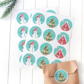 Bimotif 4.2 cm 2 Sayfa Yılbaşı Süsleri Sticker Seti
