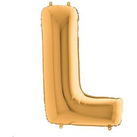 Bimotif Altın Renkli Parlak 102 cm L Harfi Harfli Folyo Balon