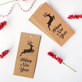 Bimotif Happy New Year 20 Adet Delikli Dikdörtgen Etiket