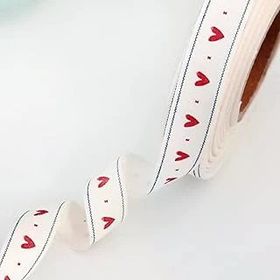 Bimotif Kalp 1.5 cm 5 mt Pamuk Şerit