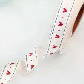Bimotif Kalp 1.5 cm 5 mt Pamuk Şerit