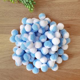 Bimotif Mavi Beyaz 1.5 cm 50 Adet Peluş Ponpon